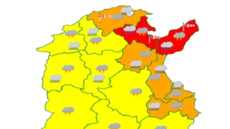 تحذيرات جوية شديدة: أمطار غزيرة ورياح عاتية تهدد تونس الكبرى والمنستير والمناطق المجاورة