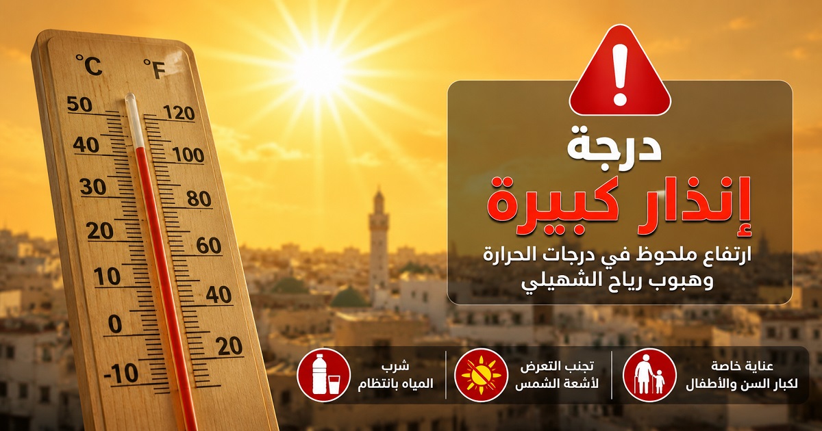 طقس شديد الحرارة.. أغلب ولايات تونس تحت درجة الإنذار الكبيرة
