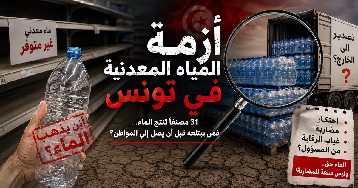 أزمة المياه المعدنية في تونس.. 31 مصنعاً تنتج الماء، فمن يبتلعه قبل أن يصل إلى المواطن؟