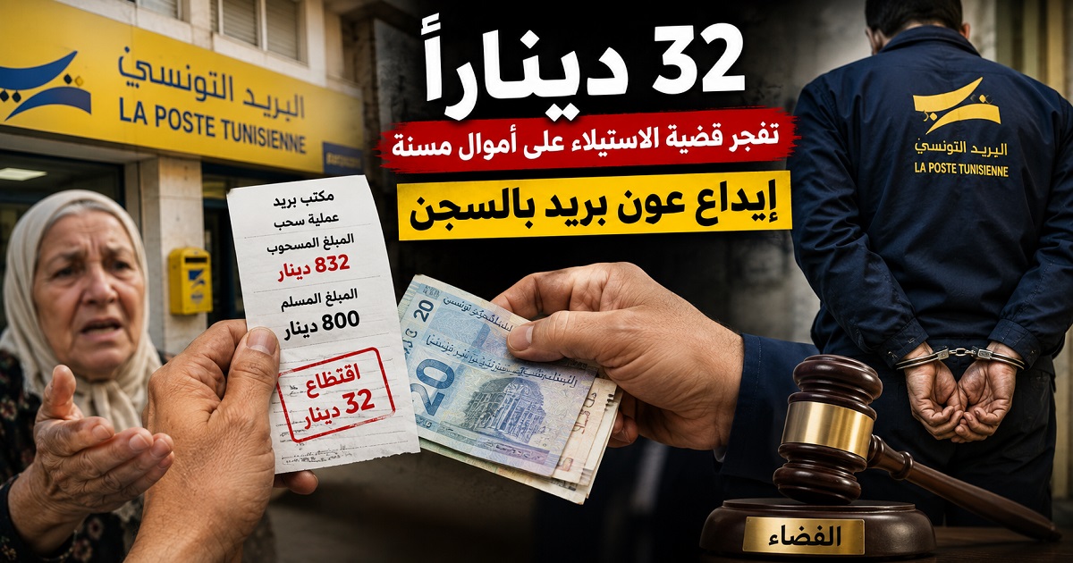 بطاقة إيداع بالسجن لعون بريد بعد واقعة الـ32 ديناراً.. فيديو مسنّة يفجّر القضية
