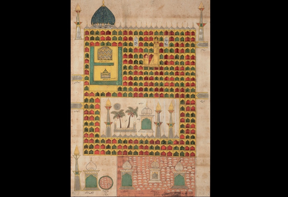 مسجد النبي محمد في المدينة (حوالي القرنين 17 و18 ــــ من مجموعة ناصر خليلي للفن الإسلامي)