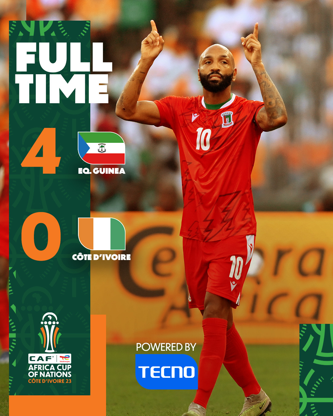 منتخب غينيا الأستوائية يسحق كوت ديفوار ويتصدر المجموعة