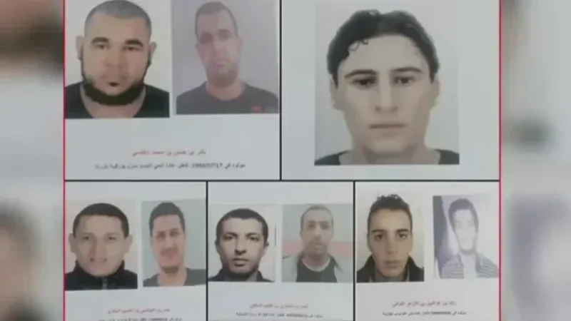السجن 60 عاماً للإرهابيين الخمسة الفارين من سجن المرناقية بعد سطوهم على فرع بنكي ببومهل