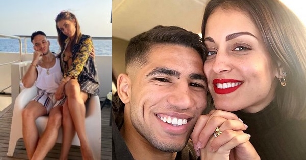 زوجة أشرف حكيمي التونسية تثير ضجة بصورة غير لائقة في أحضان غريب